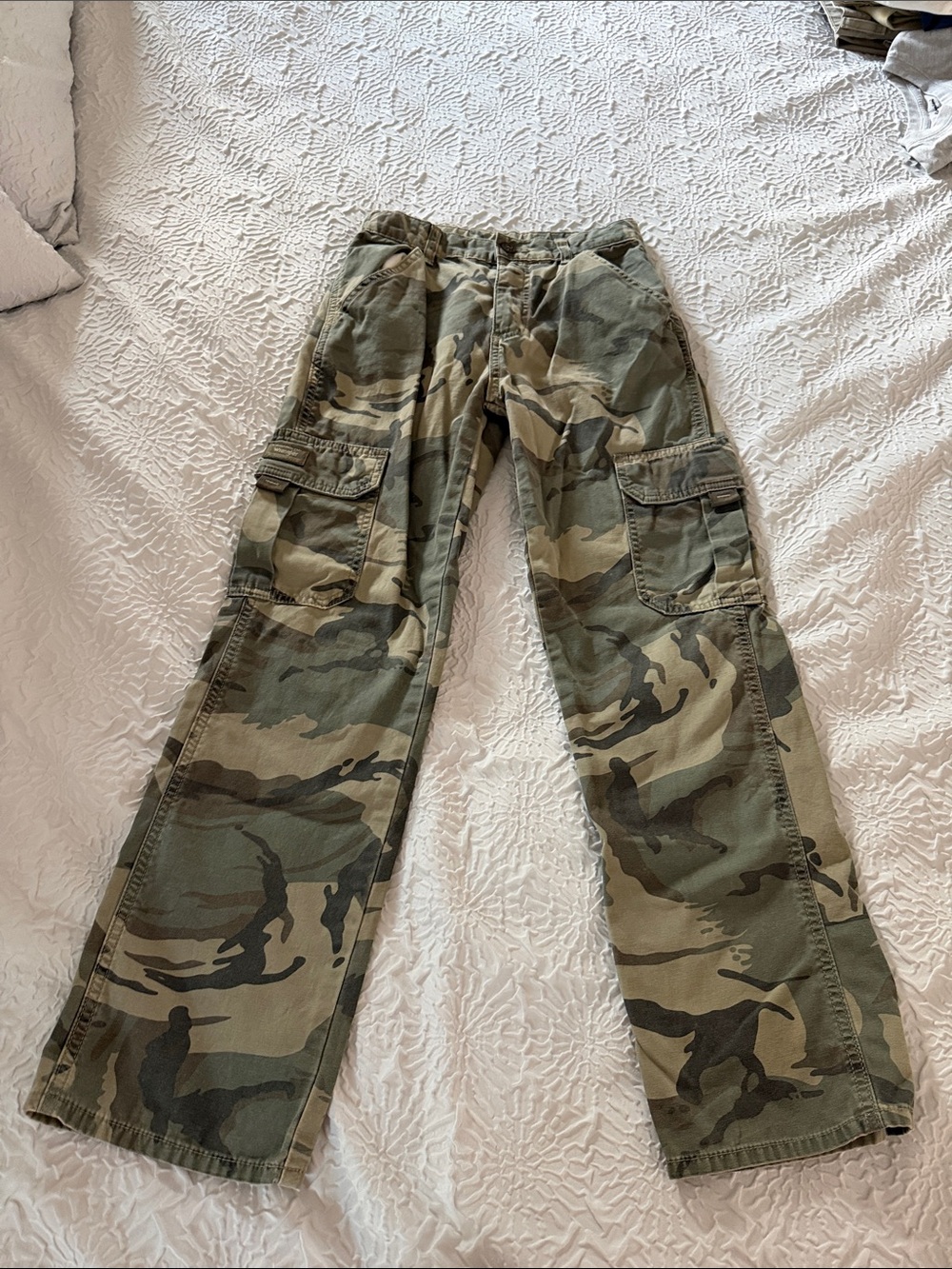 Wrangler Camo Cargo Pants in Green and Brown